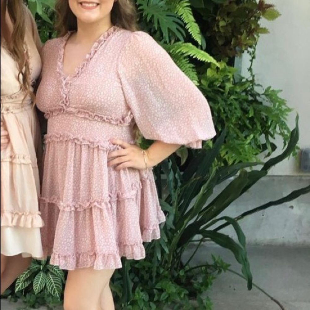 Long sleeve ruffle dress pink - Picture 3 of 5